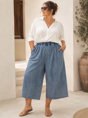 Velvet Heart Pull On Denim Wide Leg Casual Plus Size Jeans 3X Soft Cotton Casual